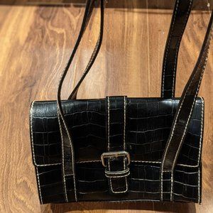 Liz Claiborne Villager black faux alligator small purse
